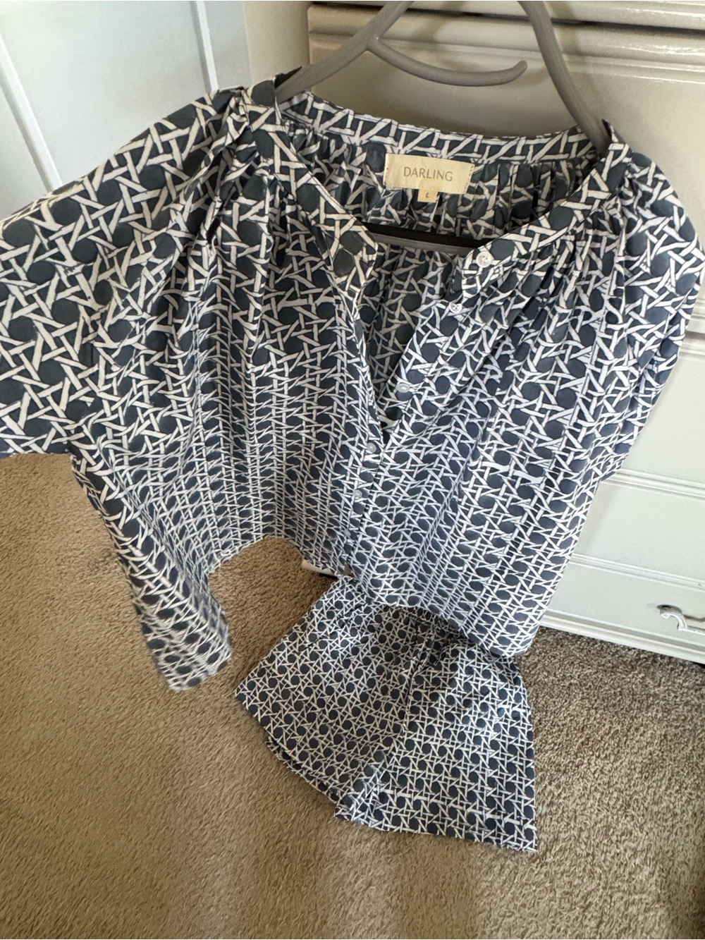 Darling Loungewear Navy and White Geometric Lounge Set - Picture 2 of 5